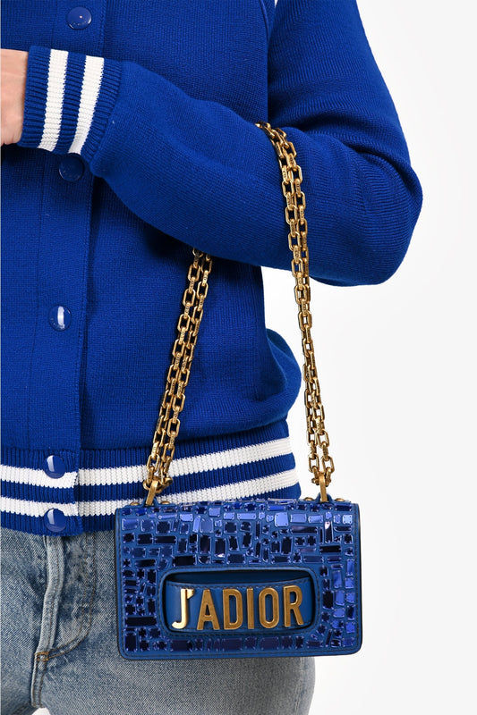 Dior 2018 Runway Blue J'Dior Mini Mosaic Of Mirrors Mini Flap Bag