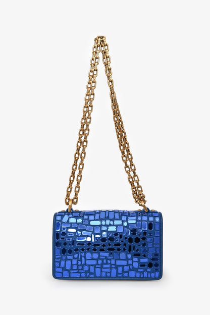 Dior 2018 Runway Blue J'Dior Mini Mosaic Of Mirrors Mini Flap Bag