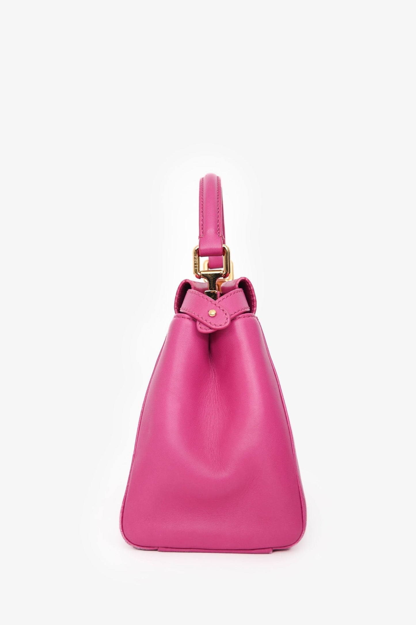 Fendi Fuchsia Leather Mini Peekaboo Top Handle Bag with Strap