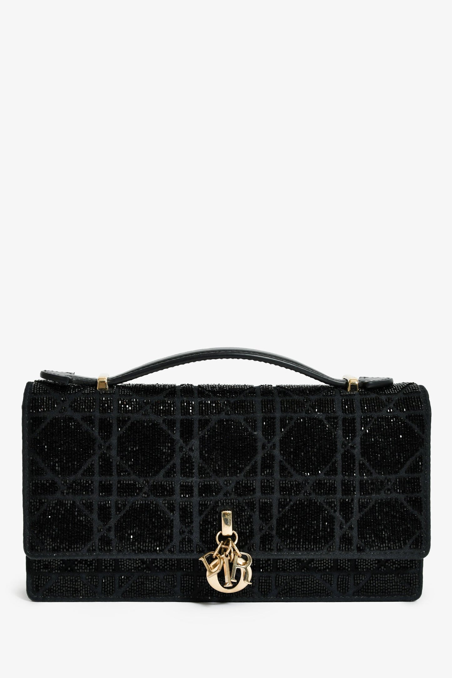 Christian Dior 2023 Black Bead Embellished My Dior Mini Bag With Chain
