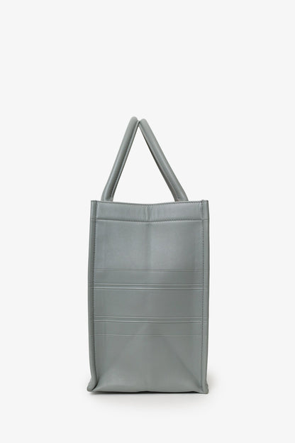 Christian Dior Grey Leather 'Christian Dior' Embossed Medium Book Tote