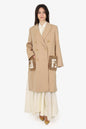 Fendi 2025 Beige Wool Mink FF Fur Pocket Coat Size 40