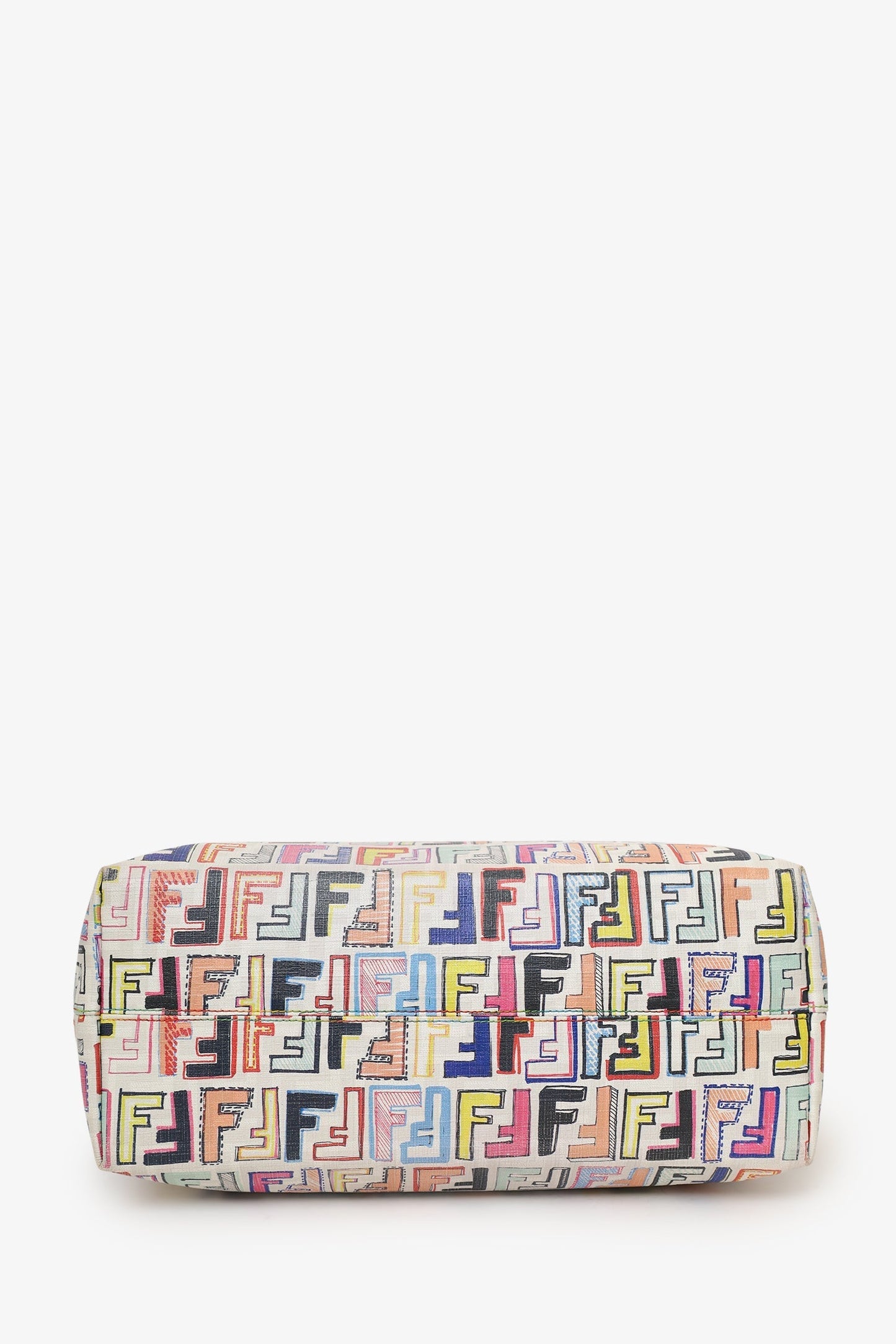 Fendi White/Multicolour Zucca Spalmati Roll Tote