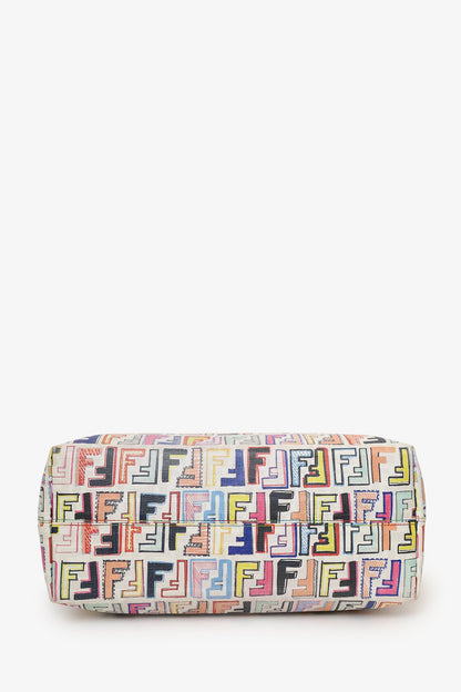 Fendi White/Multicolour Zucca Spalmati Roll Tote