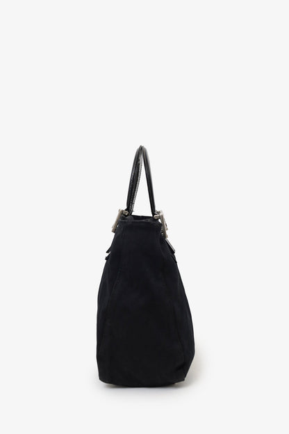 Fendi Black Canvas FF Top Handle Bag