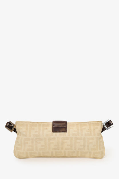 Fendi Beige FF Zucca Canvas Baguette Pochette