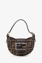 Fendi Brown Zucca Print Canvas Mini Half Moon Baguette Bag