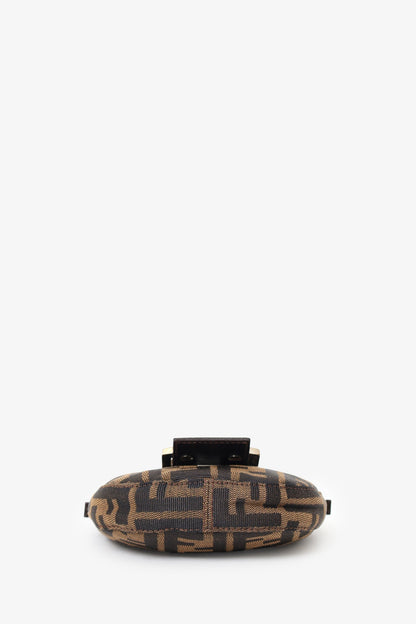 Fendi Brown Zucca Print Canvas Mini Half Moon Baguette Bag