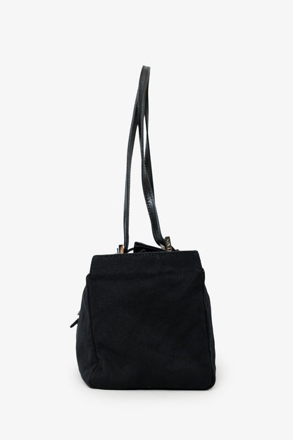 Fendi Black Fabric Neoprene Baguette Shoulder Bag