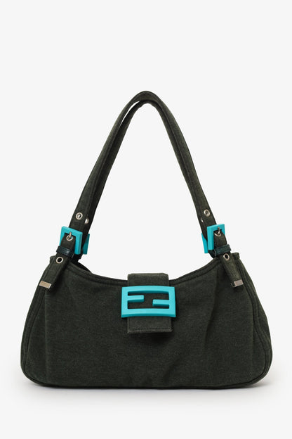 Fendi Green/Blue Jersey Double Strap Mama Baguette Bag