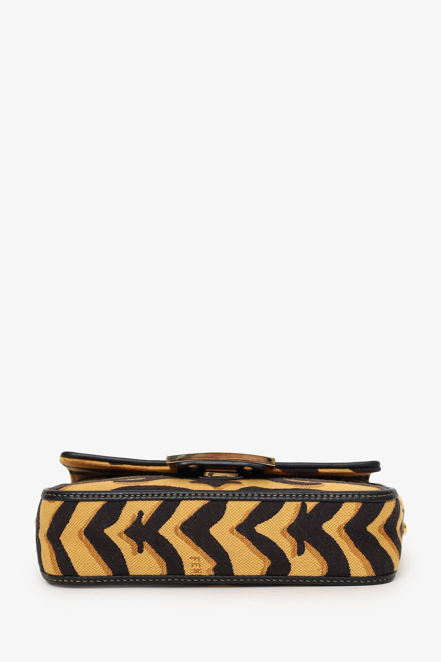 Fendi 2021 Tiger Embroidered Canvas Baguette Bag