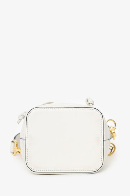 Fendi White Zucca Print Vinyl/Leather Mon Tresor Mini Bucket Bag