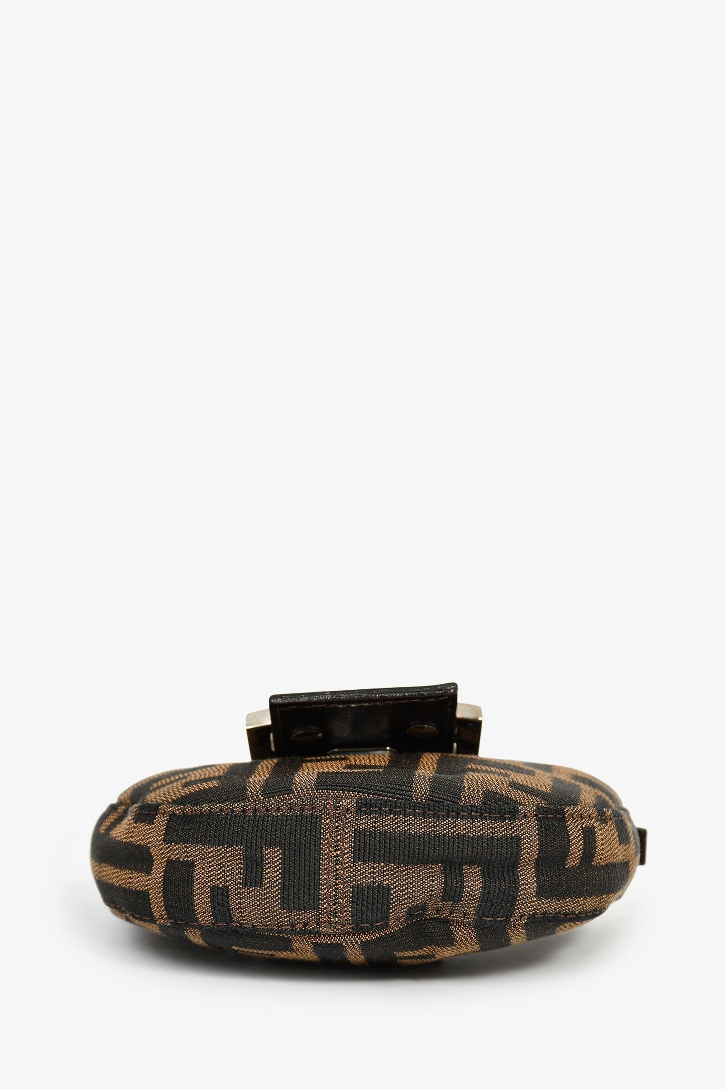 Fendi Brown Zucca Print Canvas Mini Half Moon Baguette Bag