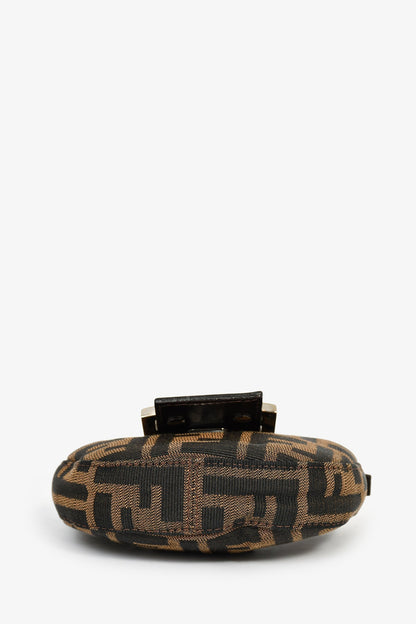 Fendi Brown Zucca Print Canvas Mini Half Moon Baguette Bag
