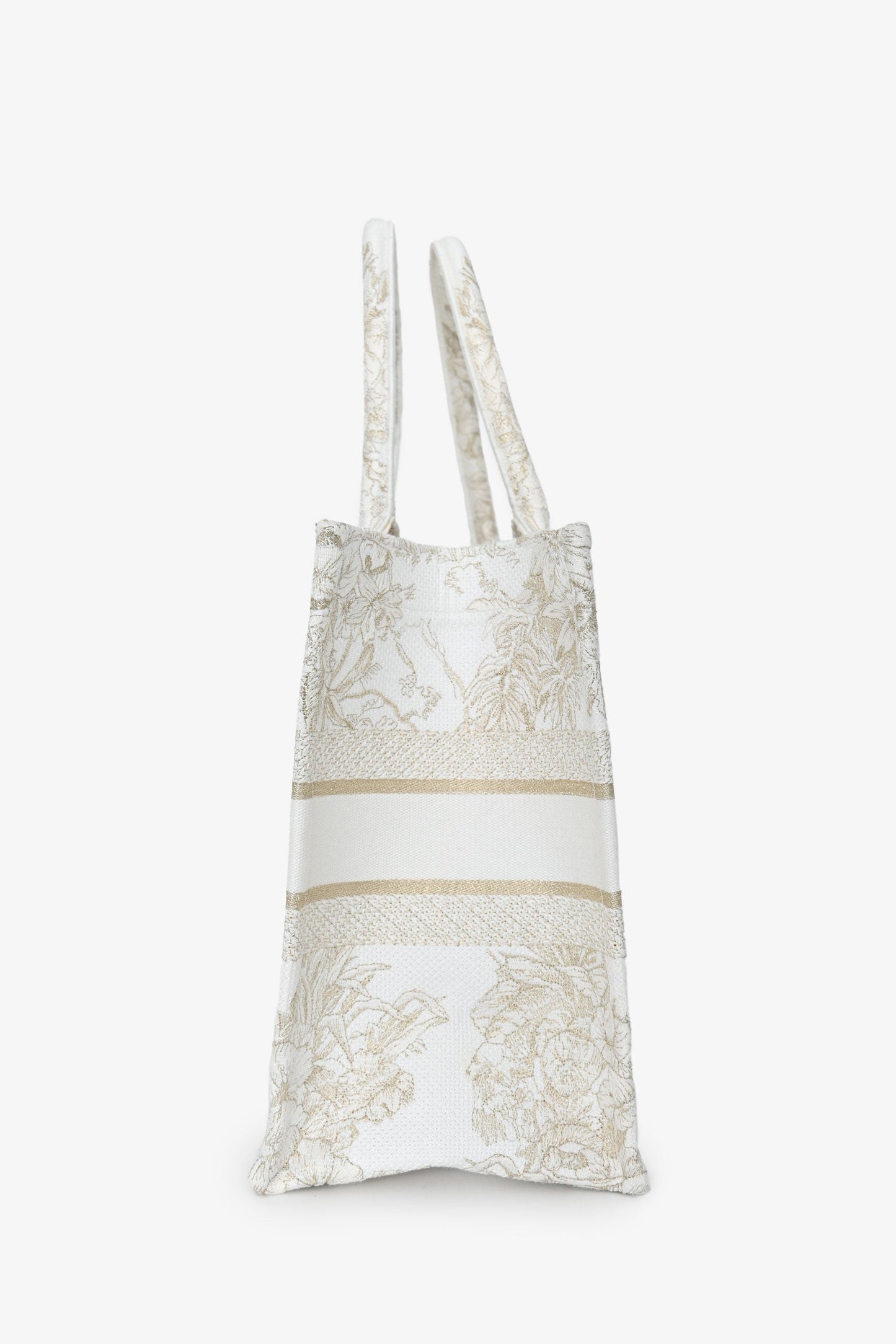 Christian Dior 2022 Metallic White Canvas Medium Book Tote