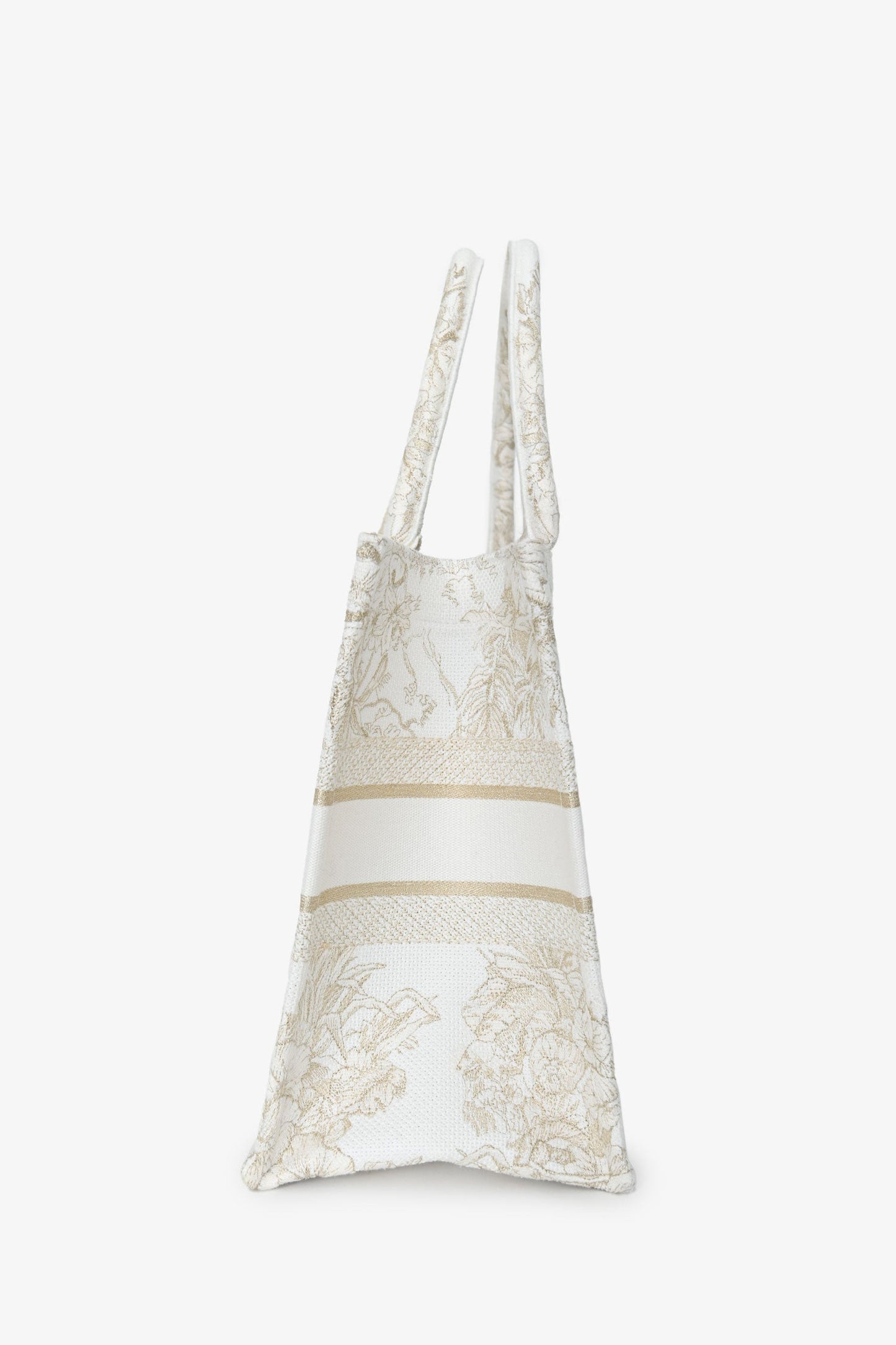 Christian Dior 2022 Metallic White Canvas Medium Book Tote