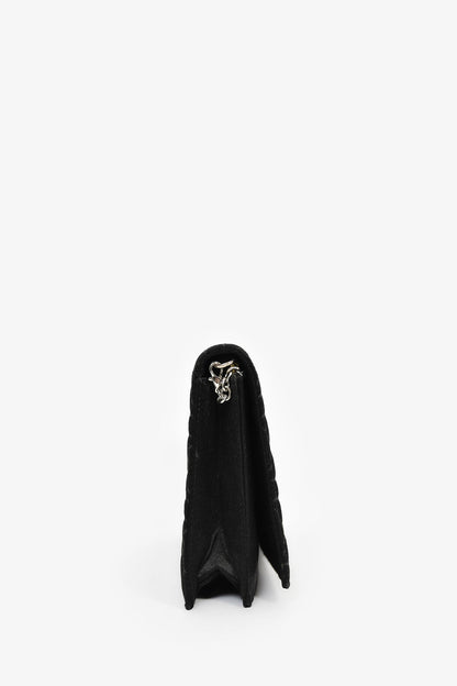 Christian Dior 2008 Black Satin Cannage Clutch On Chain