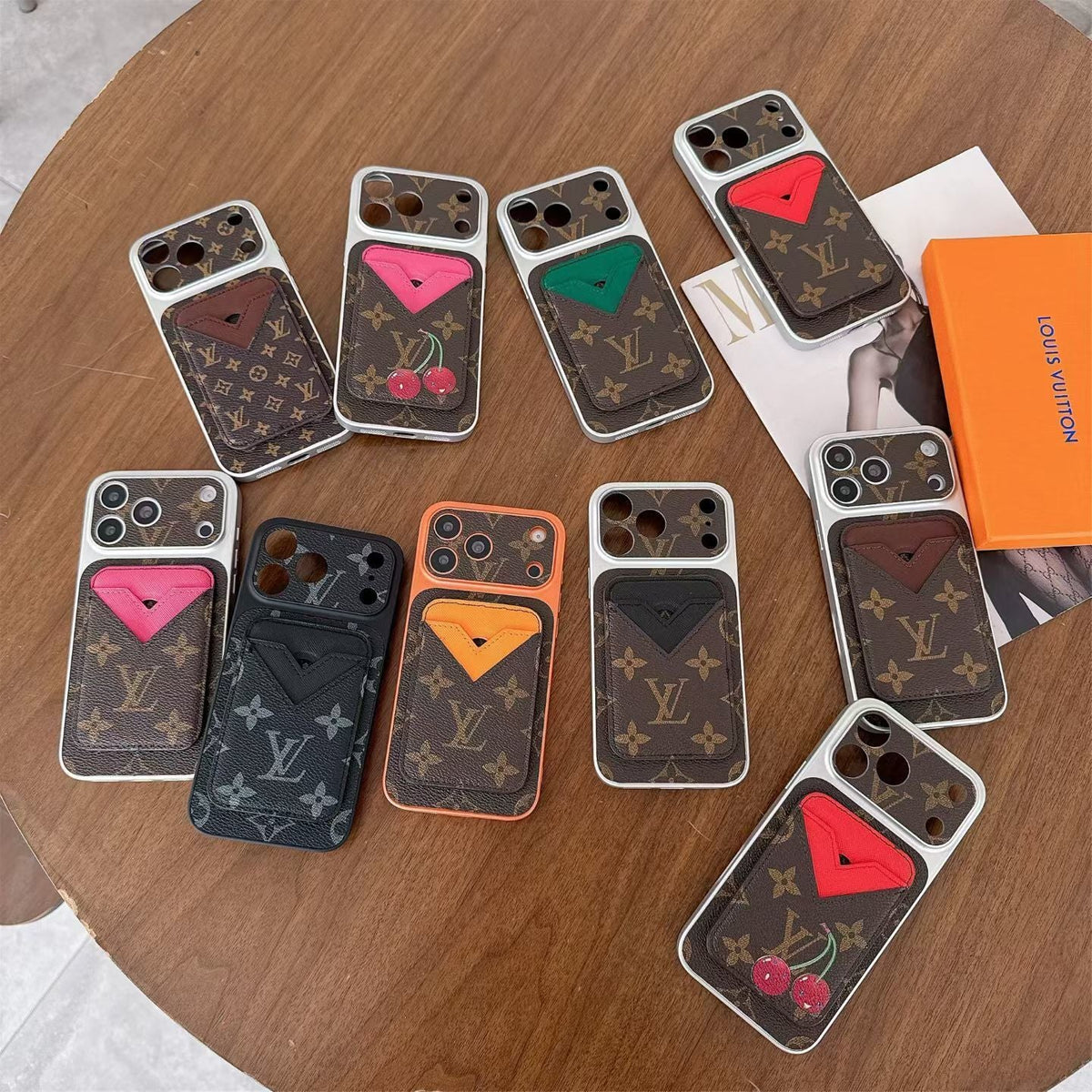 Magnet Card Holder Lv Phone Case For Iphone 13-17 / Pro / Pro Max / Plus / Air / 18 Pro / 18 Pro Max