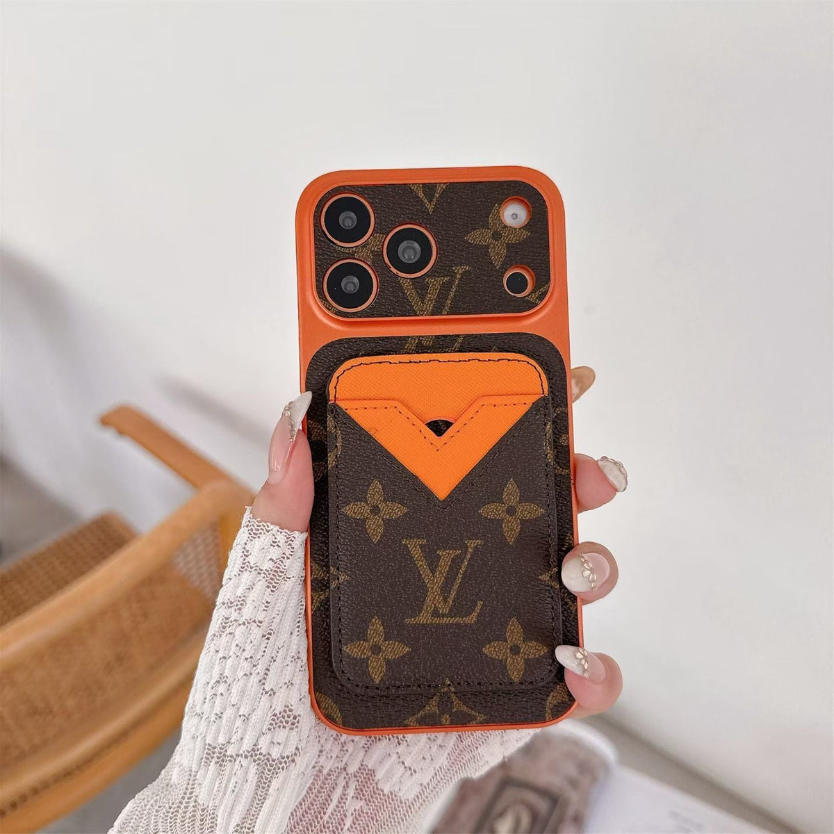 Magnet Card Holder Lv Phone Case For Iphone 13-17 / Pro / Pro Max / Plus / Air / 18 Pro / 18 Pro Max