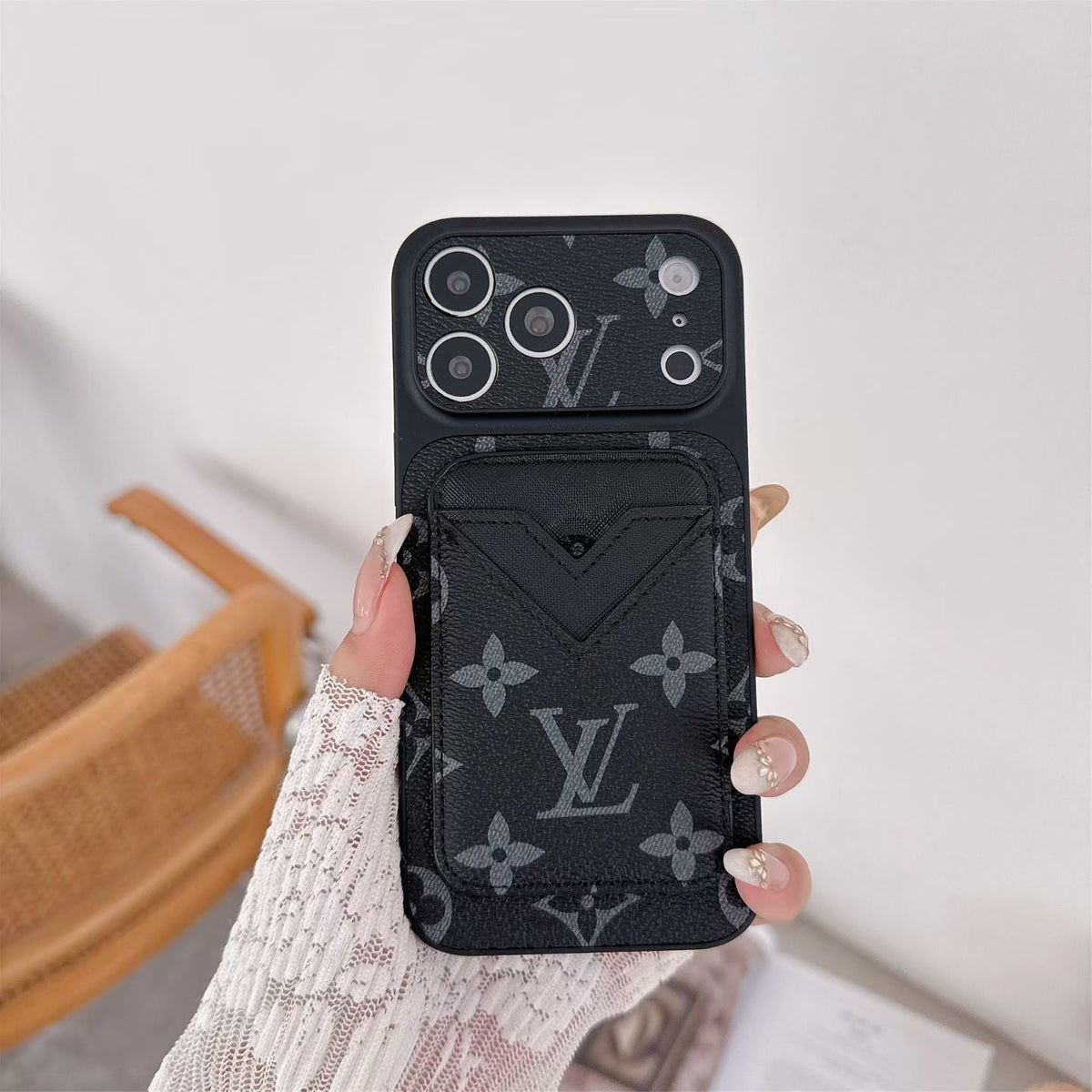 Magnet Card Holder Lv Phone Case For Iphone 13-17 / Pro / Pro Max / Plus / Air / 18 Pro / 18 Pro Max