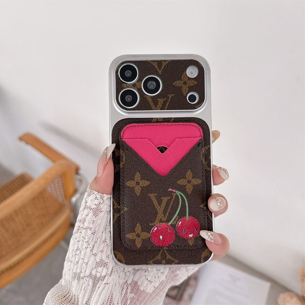 Magnet Card Holder Lv Phone Case For Iphone 13-17 / Pro / Pro Max / Plus / Air / 18 Pro / 18 Pro Max