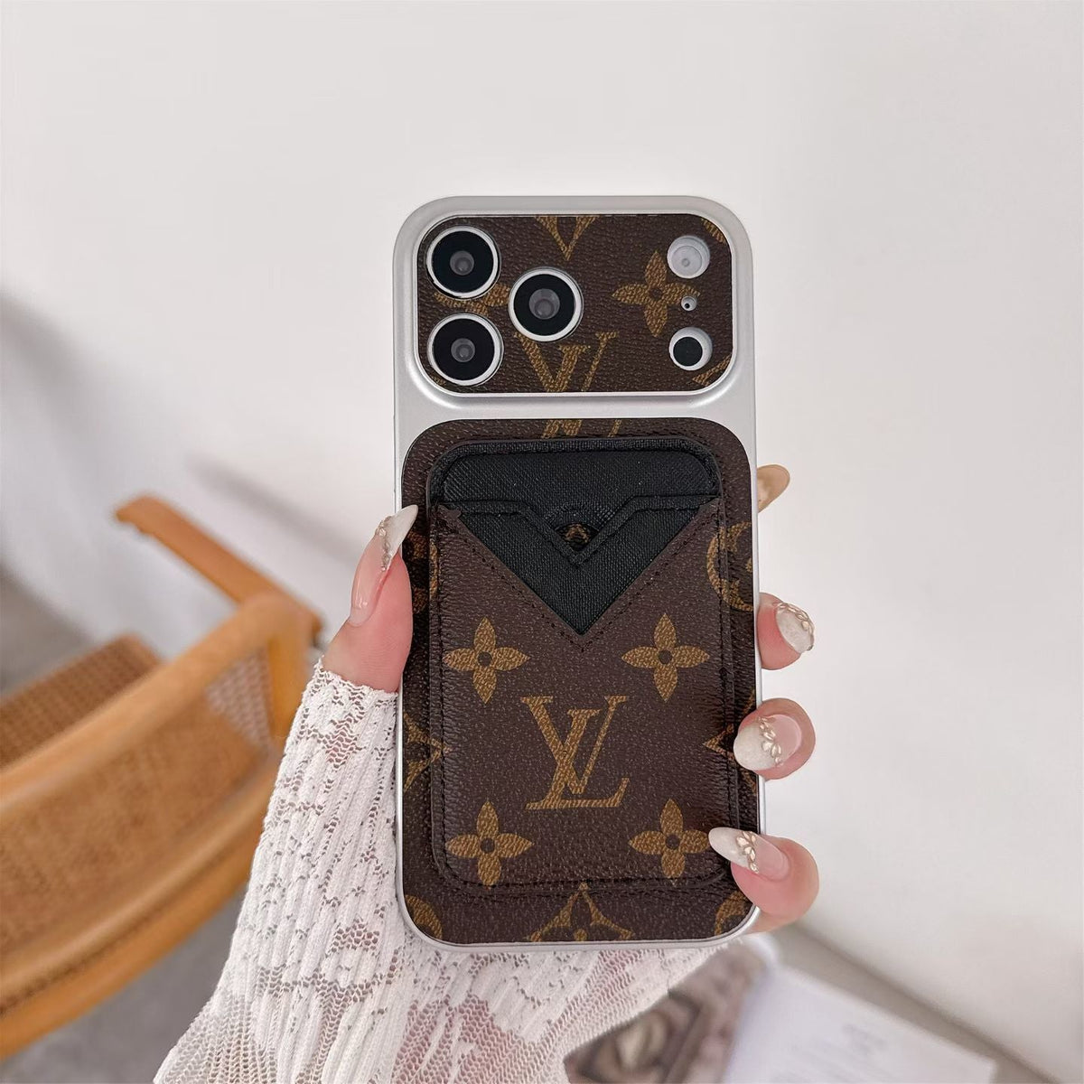 Magnet Card Holder Lv Phone Case For Iphone 13-17 / Pro / Pro Max / Plus / Air / 18 Pro / 18 Pro Max