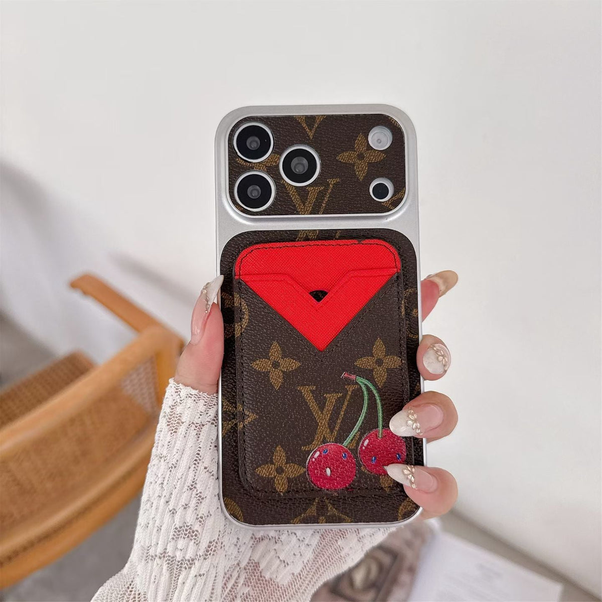 Magnet Card Holder Lv Phone Case For Iphone 13-17 / Pro / Pro Max / Plus / Air / 18 Pro / 18 Pro Max