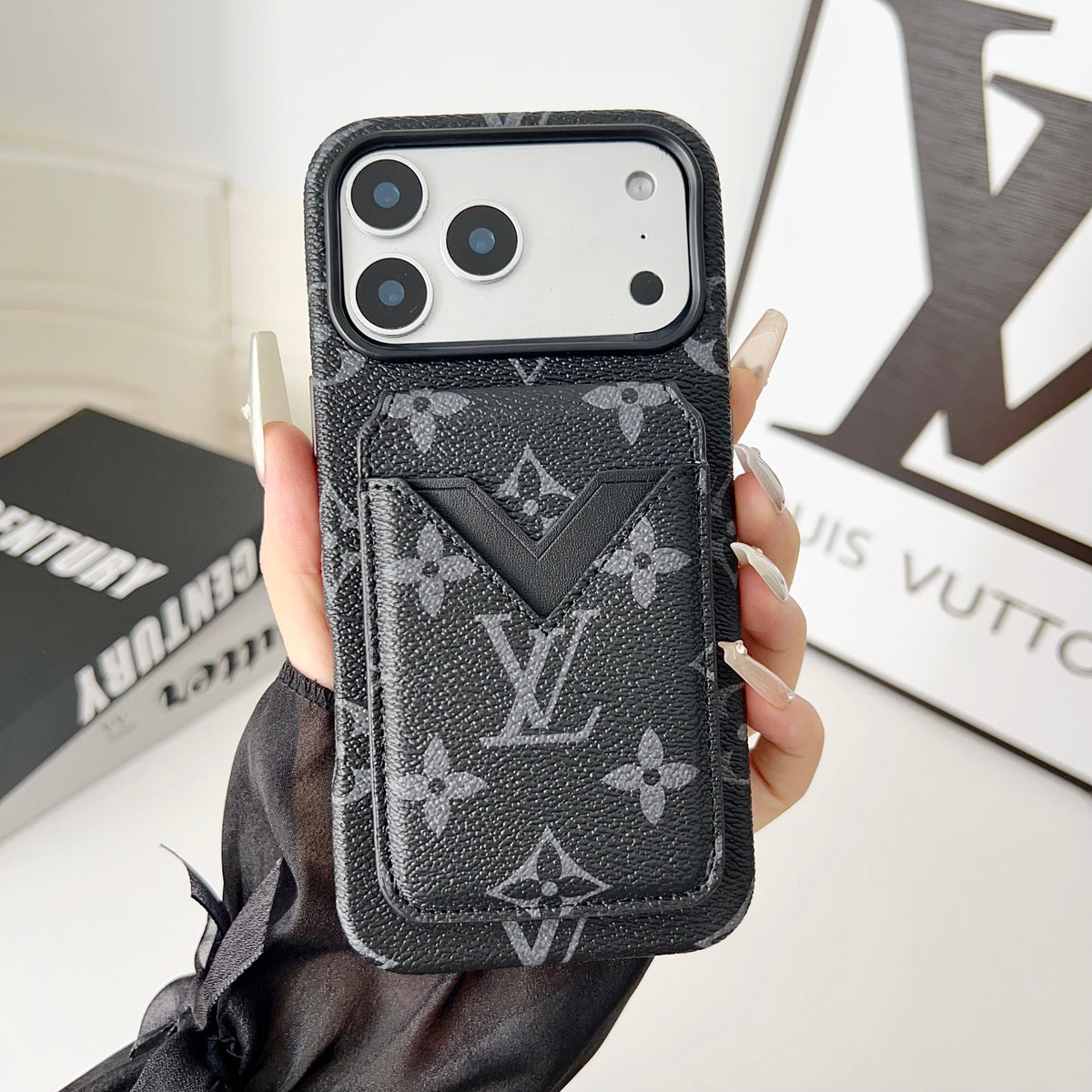 Magnet Card Holder Lv Iphone Case For 13-17 / Pro / Pro Max / 18 Pro / 18 Pro Max