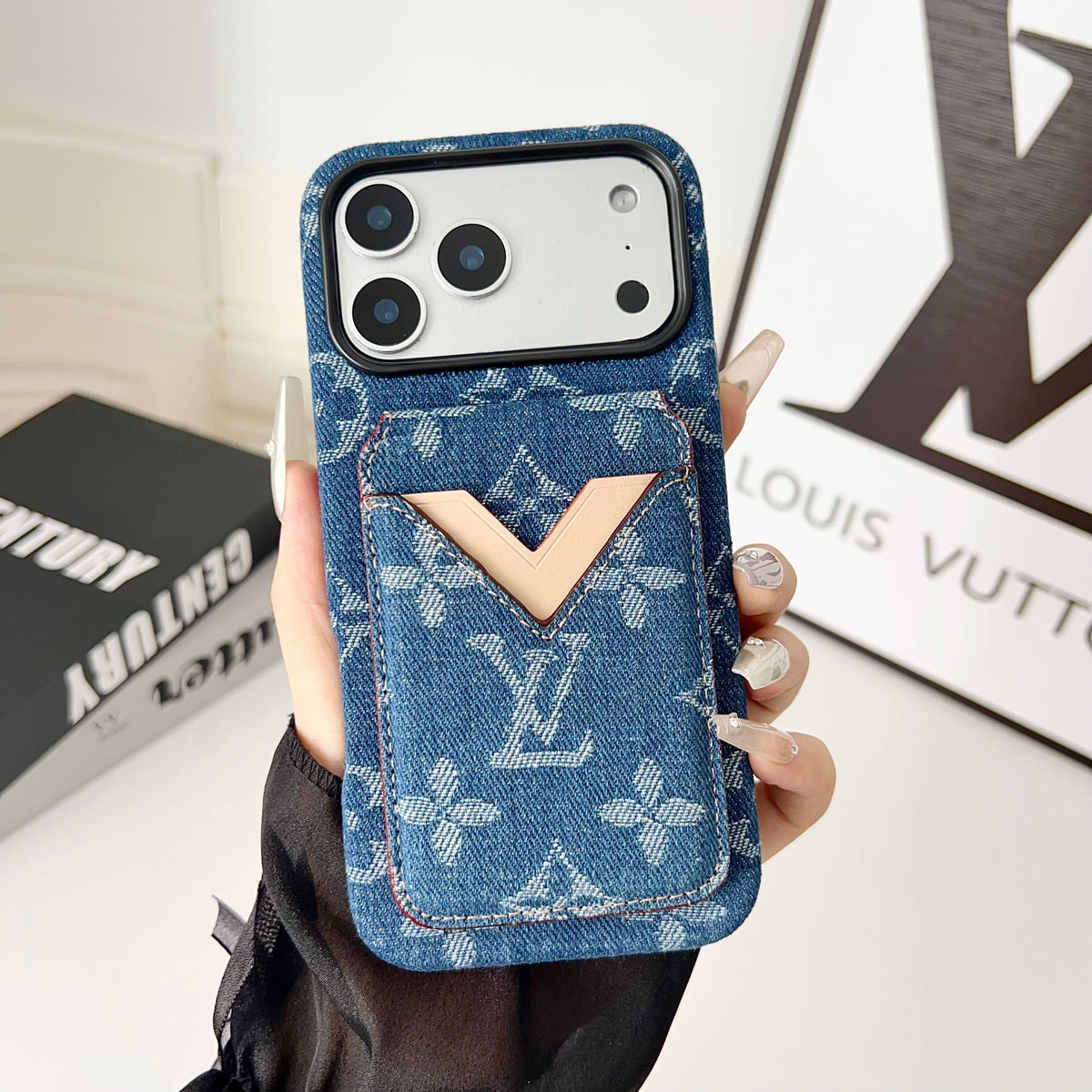 Magnet Card Holder Lv Iphone Case For 13-17 / Pro / Pro Max / 18 Pro / 18 Pro Max