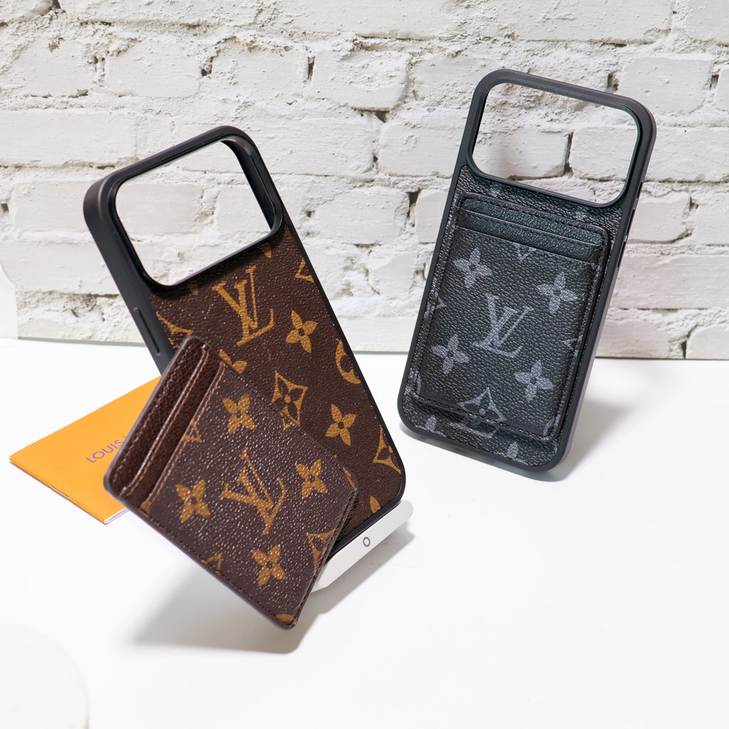 LV Magsafe Phone Case with Magnet Card Holder for iPhone
