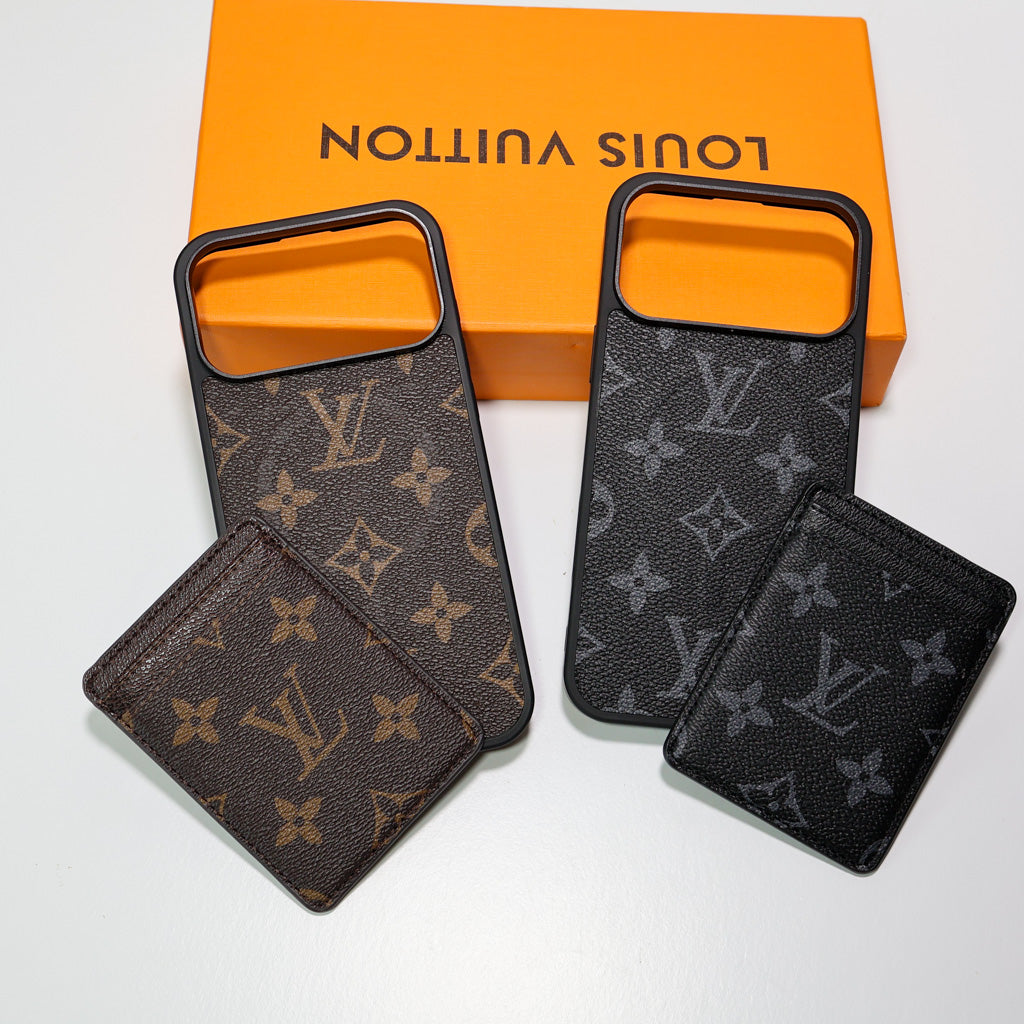 LV Magsafe Phone Case with Magnet Card Holder for iPhone