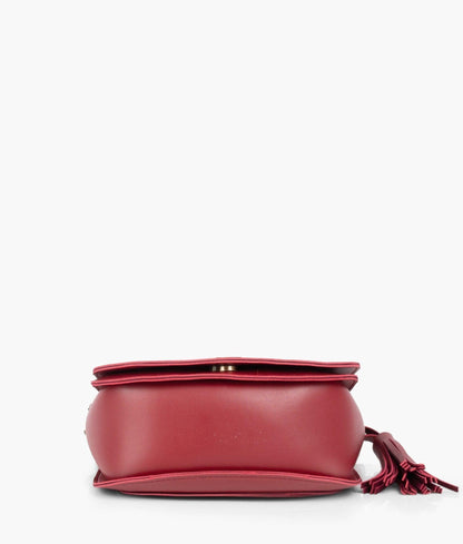 Maroon foldover saddle bag
