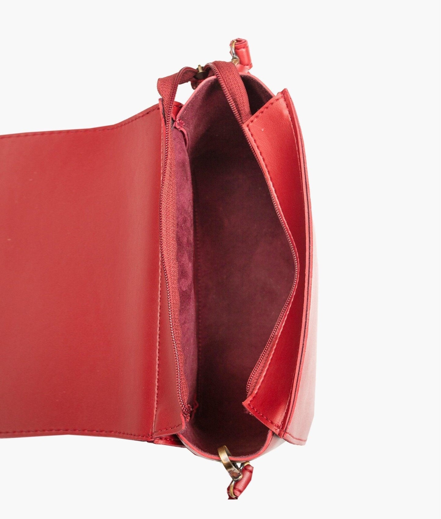 Maroon foldover saddle bag