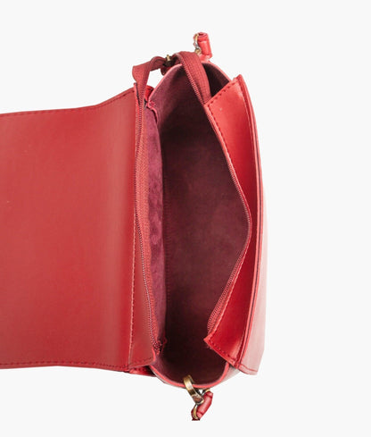 Maroon foldover saddle bag