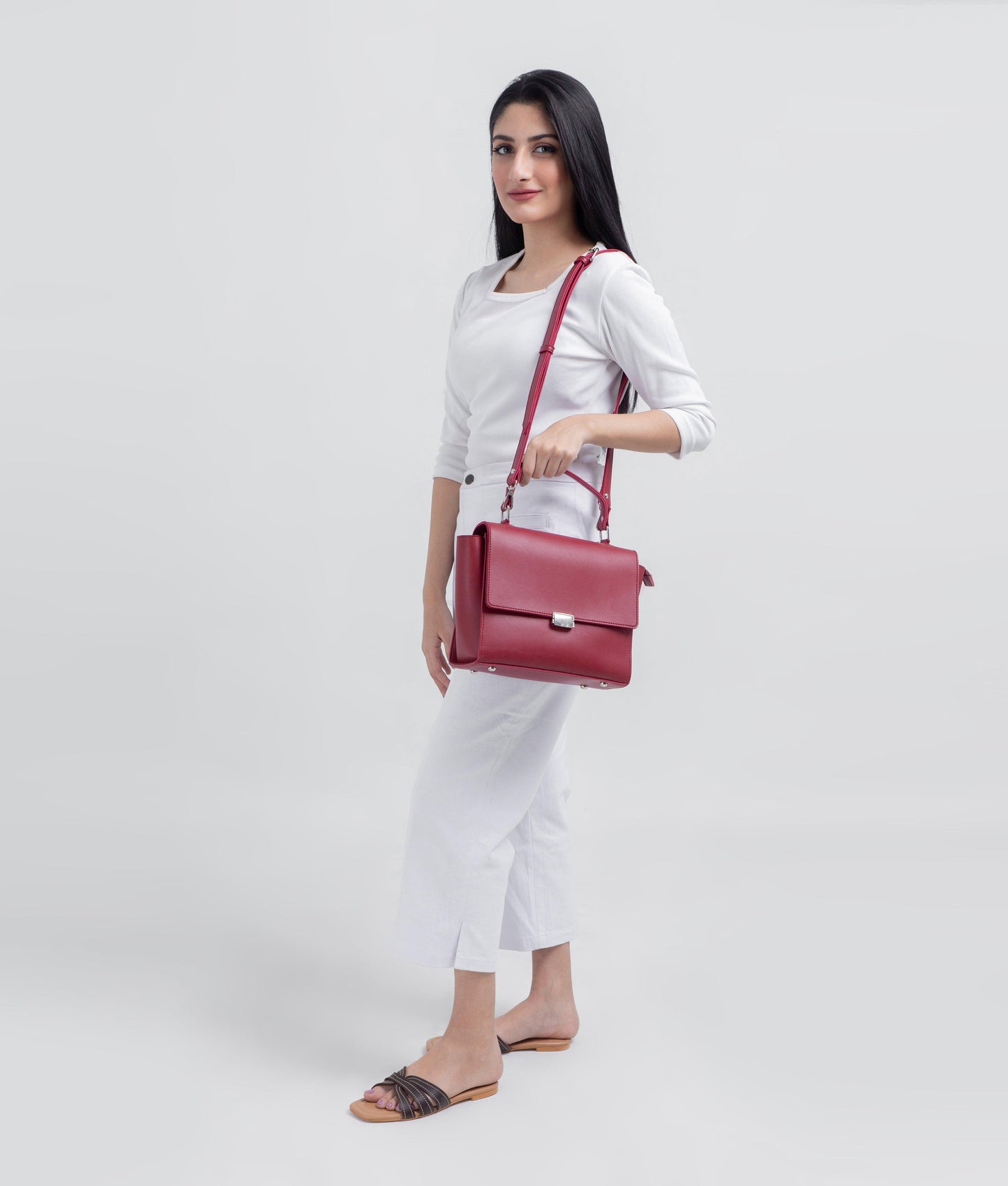 Maroon mini messenger bag