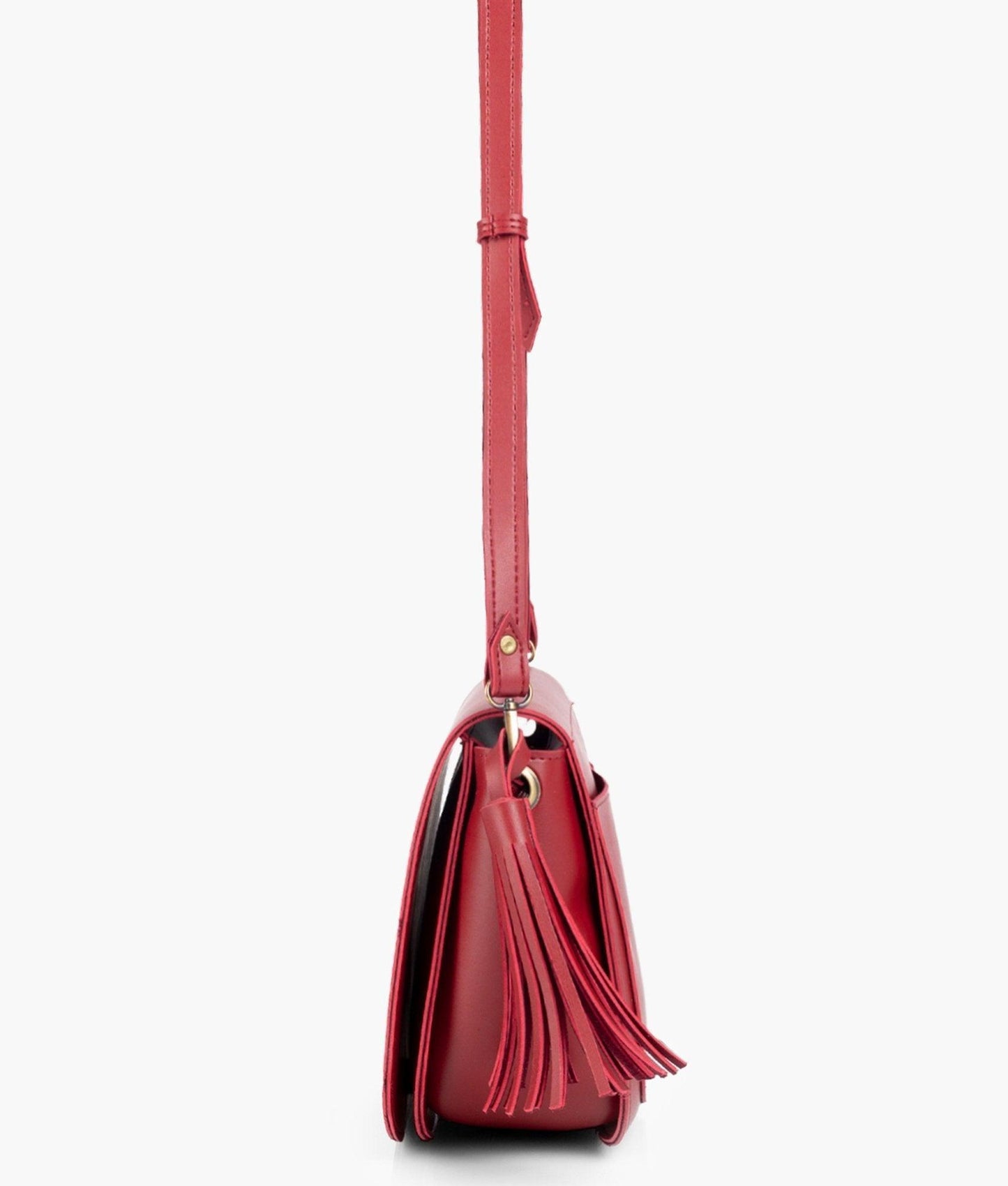 Maroon foldover saddle bag