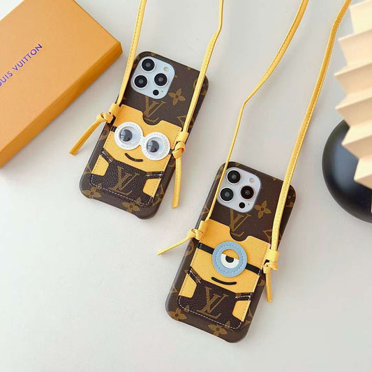 LV iPhone Case Minions CrossBody for iPhone 11 12 13 14 Series