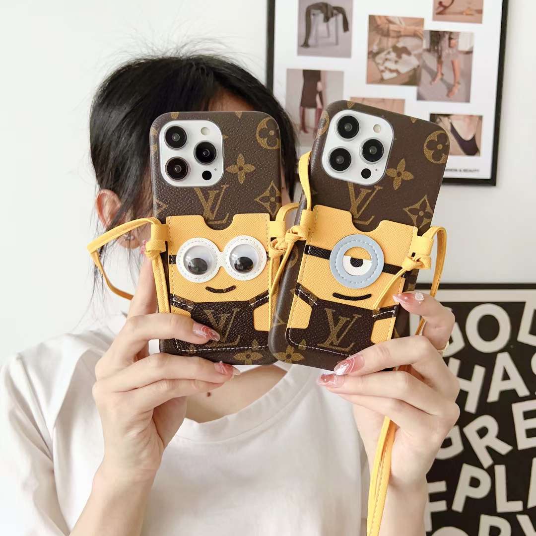 LV iPhone Case Minions CrossBody for iPhone 11 12 13 14 Series