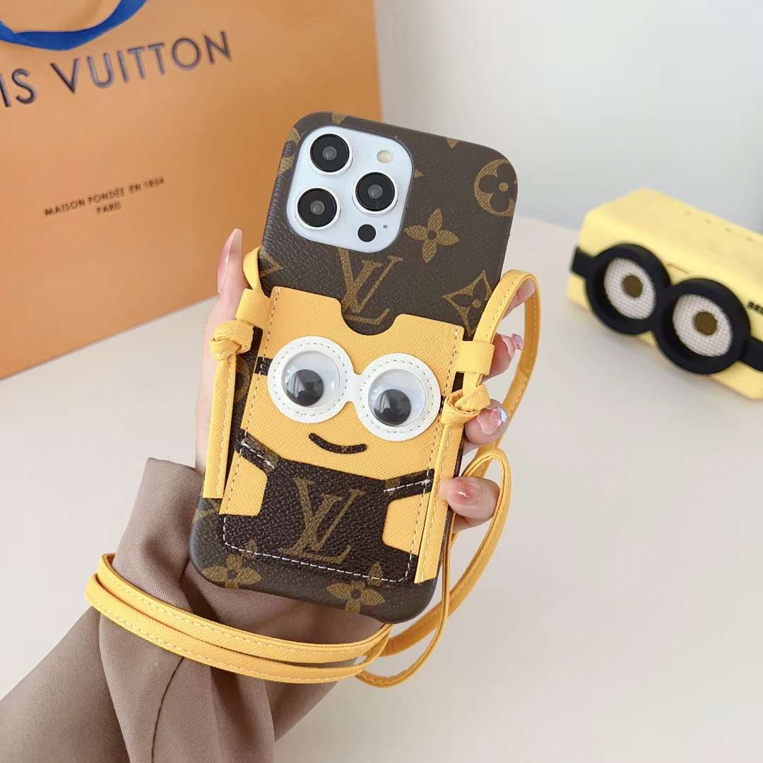 LV iPhone Case Minions CrossBody for iPhone 11 12 13 14 Series