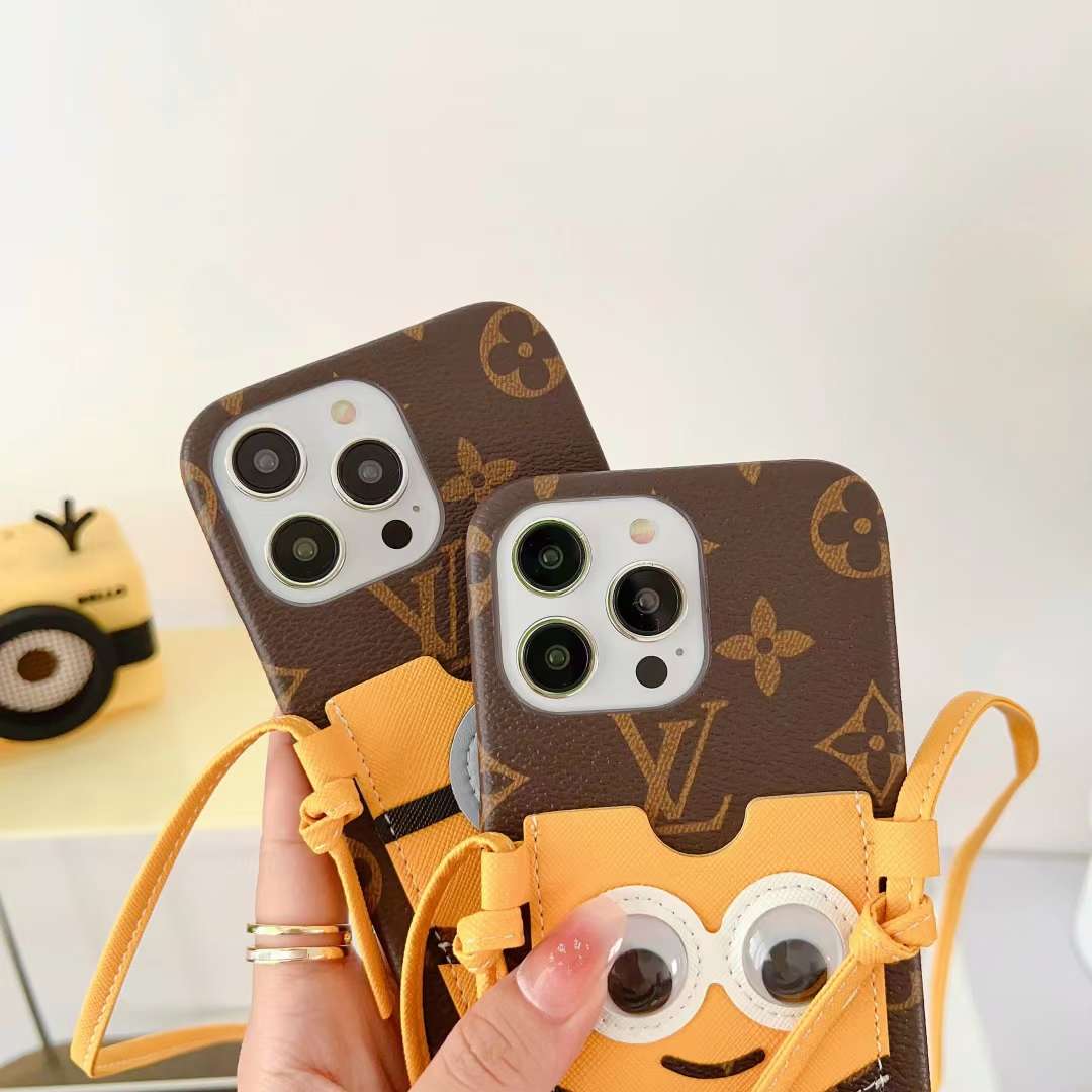 LV iPhone Case Minions CrossBody for iPhone 11 12 13 14 Series