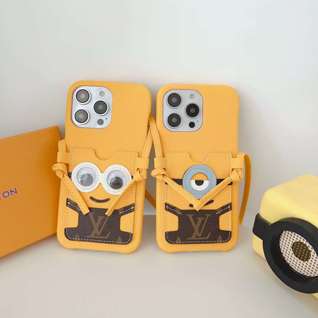 LV Phone Case Minions CrossBody for iPhone 11 12 13 14 Series