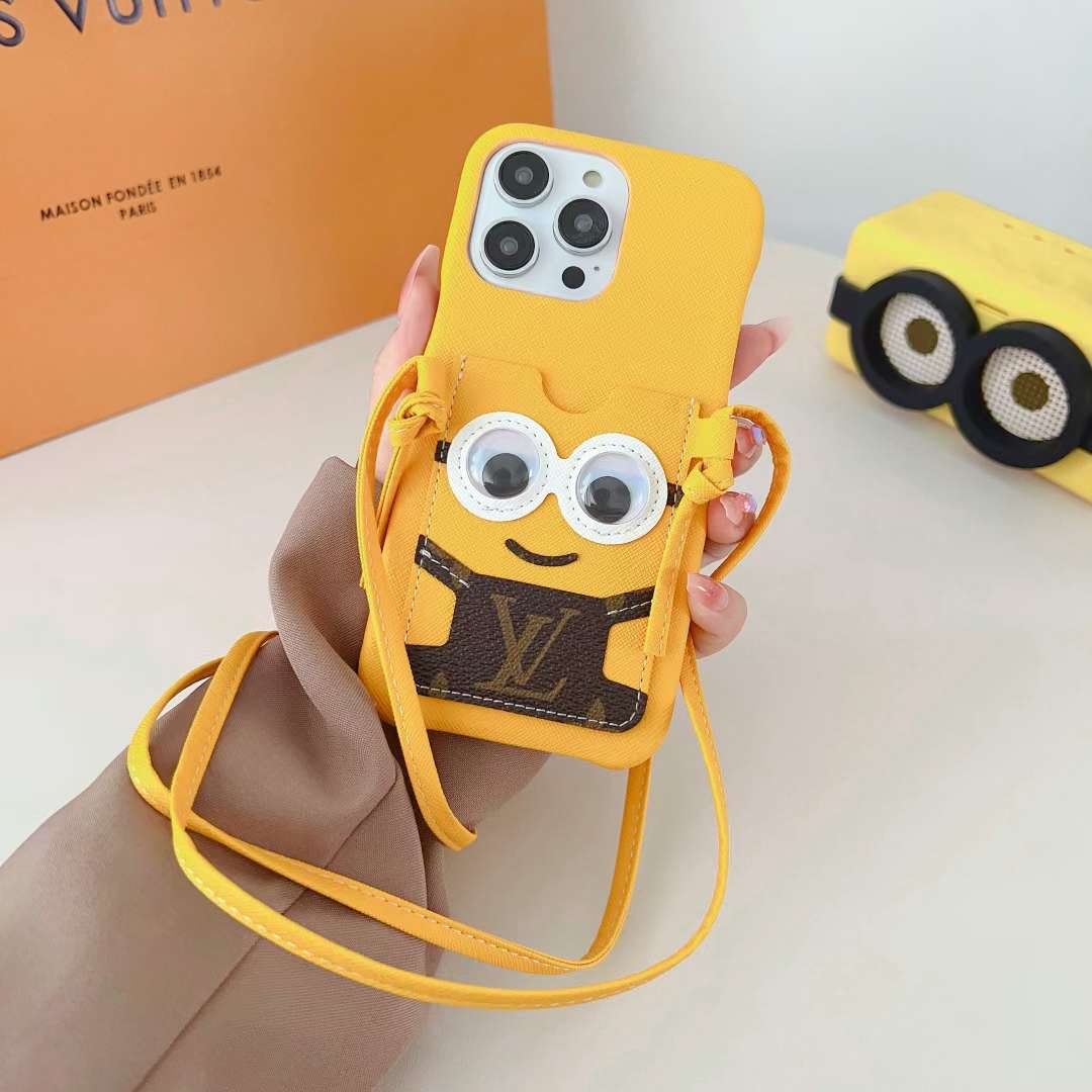 LV Phone Case Minions CrossBody for iPhone 11 12 13 14 Series