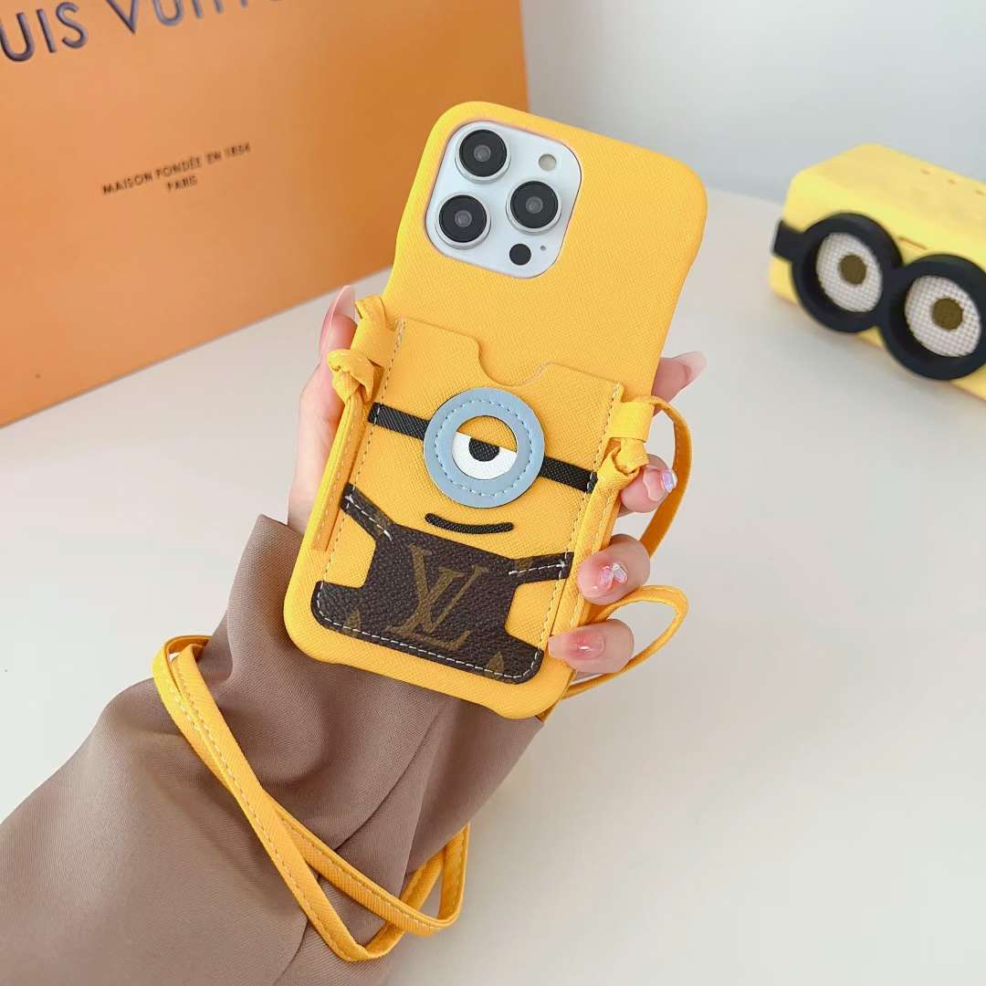 LV Phone Case Minions CrossBody for iPhone 11 12 13 14 Series