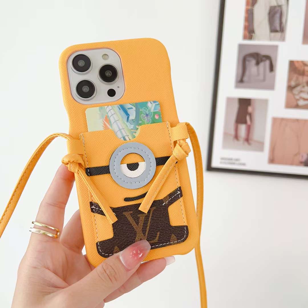 LV Phone Case Minions CrossBody for iPhone 11 12 13 14 Series
