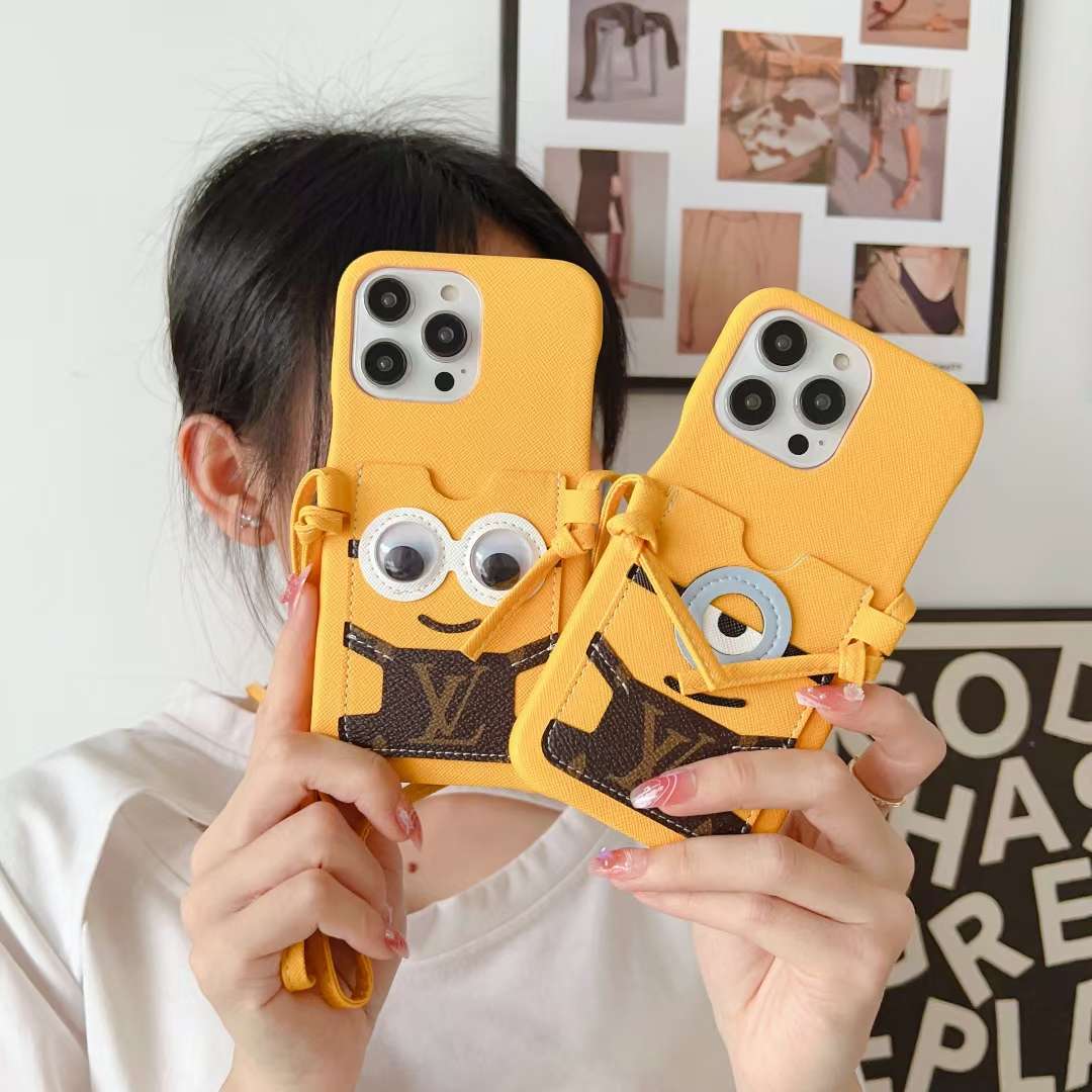 LV Phone Case Minions CrossBody for iPhone 11 12 13 14 Series