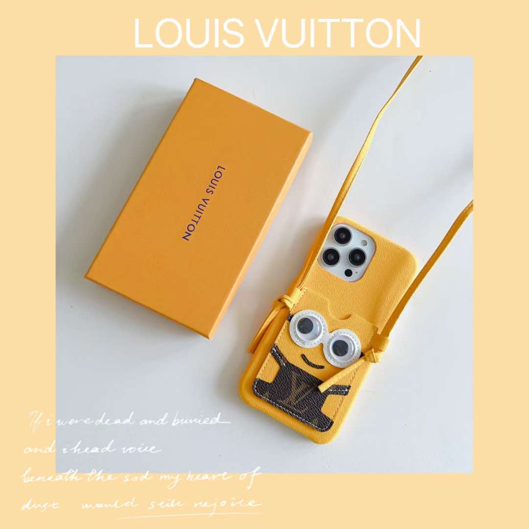 LV Phone Case Minions CrossBody for iPhone 11 12 13 14 Series