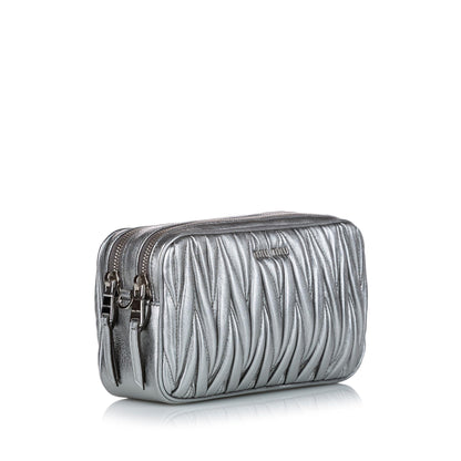 Miu Miu Matelasse Double Zip Leather Crossbody Bag
