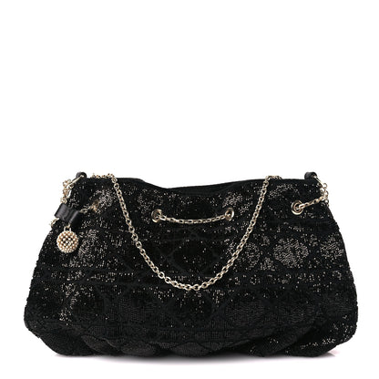 Christian Dior Embroidered Beaded Dream Bucket Bag Black
