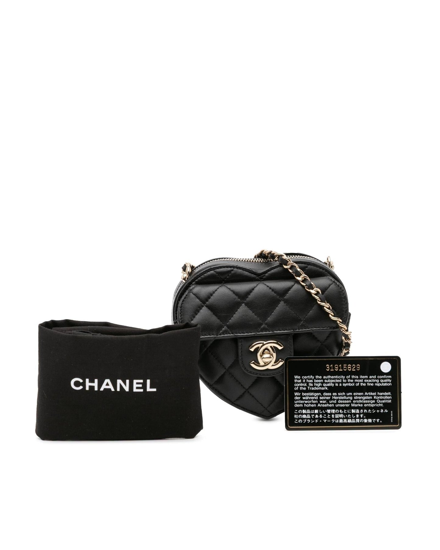 Quilted Lambskin Leather Heart Crossbody Bag with Chain Strap