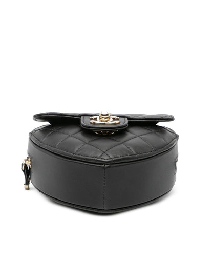 Quilted Lambskin Leather Heart Crossbody Bag with Chain Strap